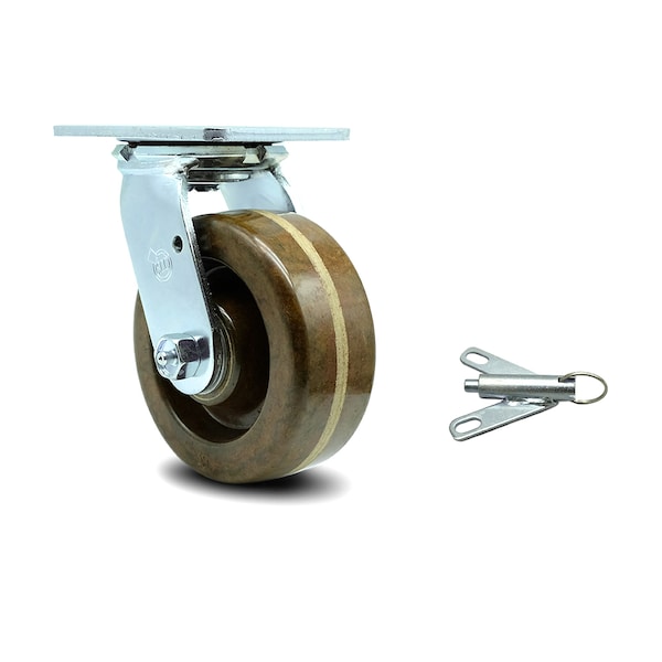 5 Inch High Temp Phenolic Swivel Caster with Roller Bearing and Swivel Lock SCC